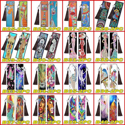 100 Styles DIY Butterfly Flower Diamond Painting Tassel Leather Bookmark 5D Fashion Cross Stitch Craft Christmas Gift @#A11