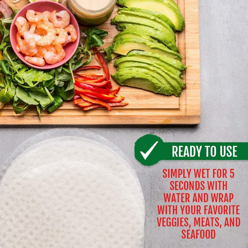 [Round] White Rice Paper Wraps 3 Pack | Perfect for Fresh Spring Rolls & Dumplings | Non-Gmo, Gluten-Free, Vegan & Paleo | Kosher for Passover Kitniyot