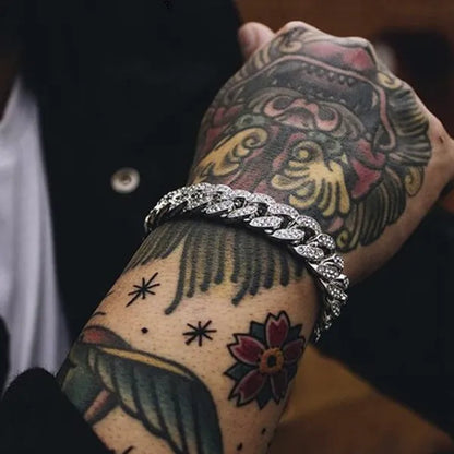 Iced Out Watch 18K Gold Diamond Miami Cuban Chain Link Choker Hip Hop Jewelry Gold Chain for Men Necklace Bracelet Ring Set