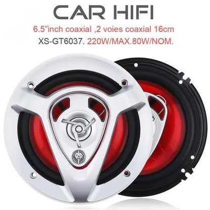 2Pcs 6.5 Inch 220W Car Hifi Coaxial Speaker Door Auto Audio Music Stereo Full Range Frequency Speakers for Cars