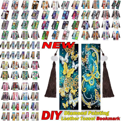 100 Styles DIY Butterfly Flower Diamond Painting Tassel Leather Bookmark 5D Fashion Cross Stitch Craft Christmas Gift @#A11