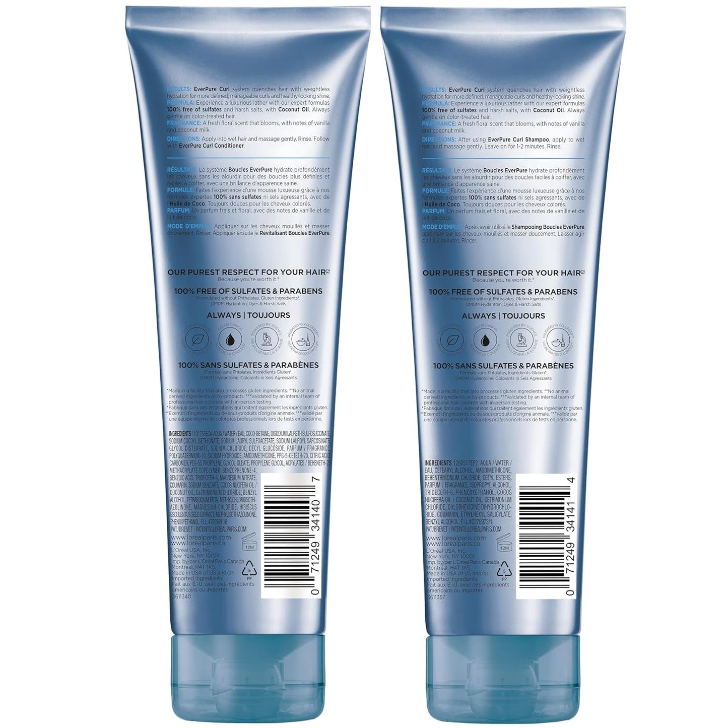 Sulfate Free Shampoo and Conditioner for Curly Hair, Lightweight, Anti-Frizz Hair Care with Coconut Oil, Everpure, 8.5 Fl Oz, Set of 2 (Packaging May Vary)