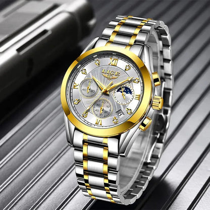 LIGE Luxury Ladies Watch Women Waterproof Rose Gold Steel Strap Women Wrist Watches Top Brand Bracelet Clocks Relogio Feminino