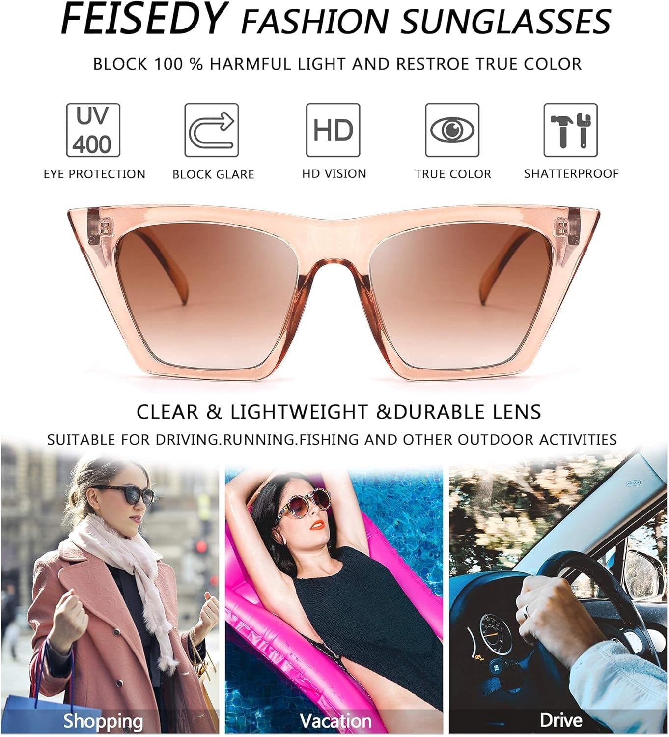 Vintage Square Cat Eye Sunglasses Women Trendy Cateye Sunglasses B2473