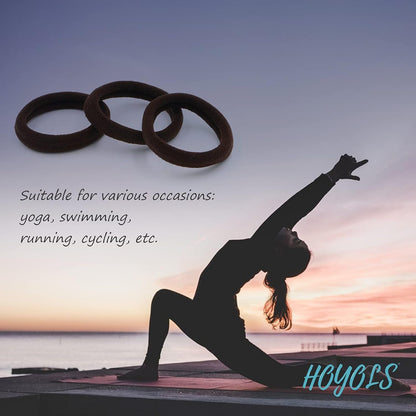 Soft Seamless Hair Ties, Dark Brown Stretch Elastic Ponytail Holders Bands for Women Thick Hair No Slip and Pull No Damage Scrunchies Headbands 100 Pcs (Espresso)