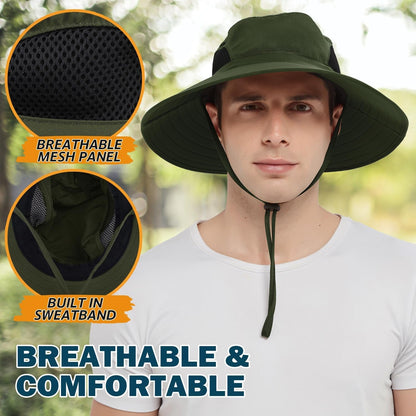 Wide Brim Sun Hat, UPF 50+ UV Protection Waterproof Packable Bucket Hat for Men & Women, Fishing Hiking Beach Garden