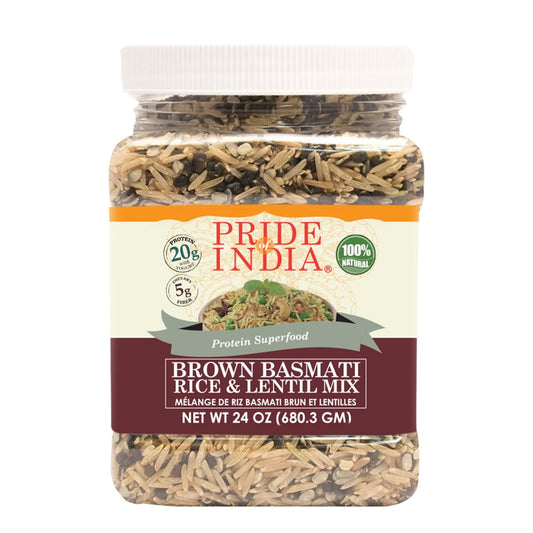 '- Indian Brown Basmati Rice & Lentil Kitchari Mix - Protein Superfood, 1.5 Pound Jar