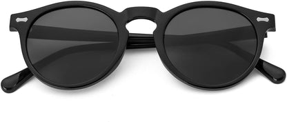 Vintage Polarized Sunglasses for Men round Sunglasses UV400 Protection Retro Hand-Crafted Acetate Frame