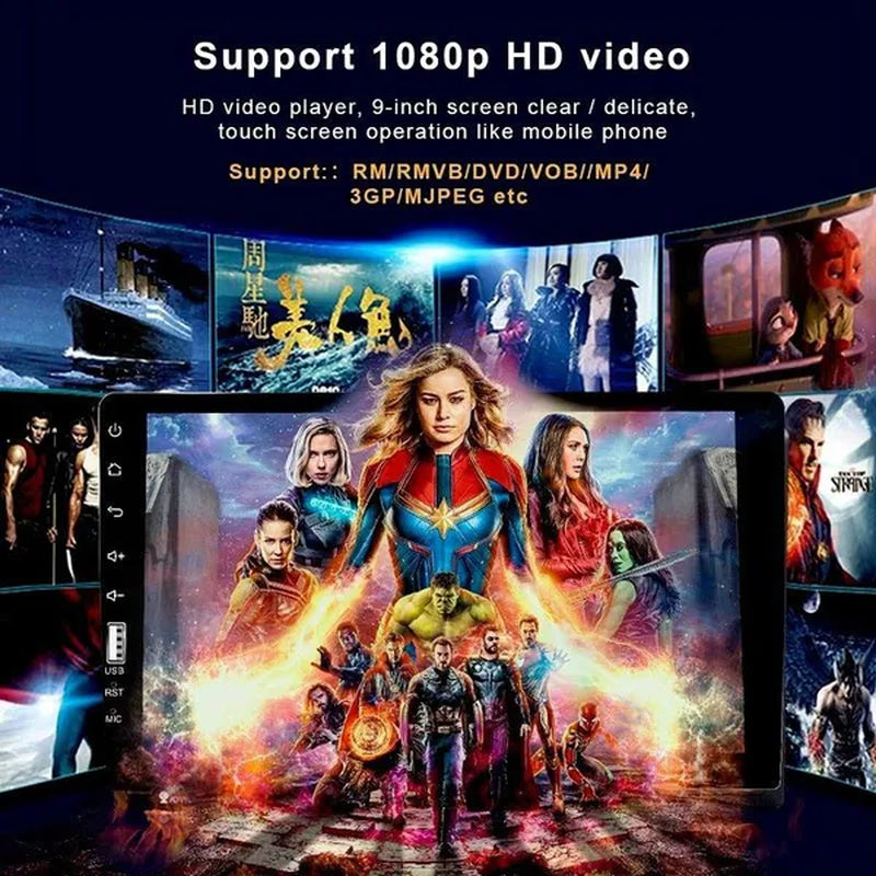 UNITOPSCI Single 1Din 9Inch Car MP5 Player Car Stereo Radio 2.5D HD 1080P Touch Screen Bluetooth Autoradio Support Mirror Link FM AUX Function with External Microphone