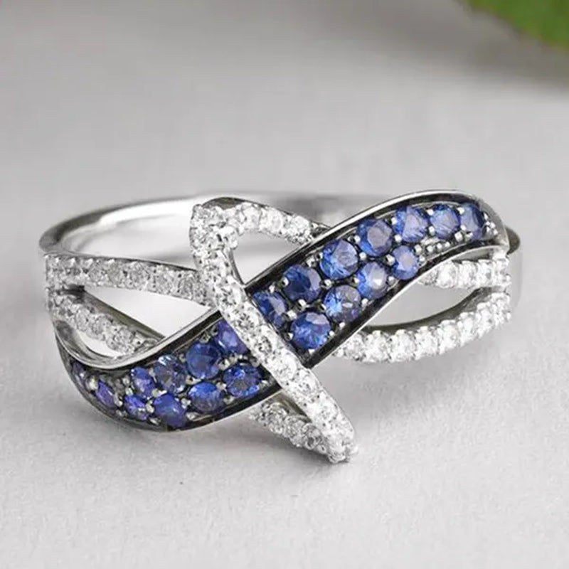 Women'S Fashion Rings Exquisite Silver-Plated Blue Gemstone Ring Noble Women Diamond Engagement Wedding Birthday Cocktail Ring Beautiful Charming Valentine'S Day Gift Proposal Ring Size 5-11