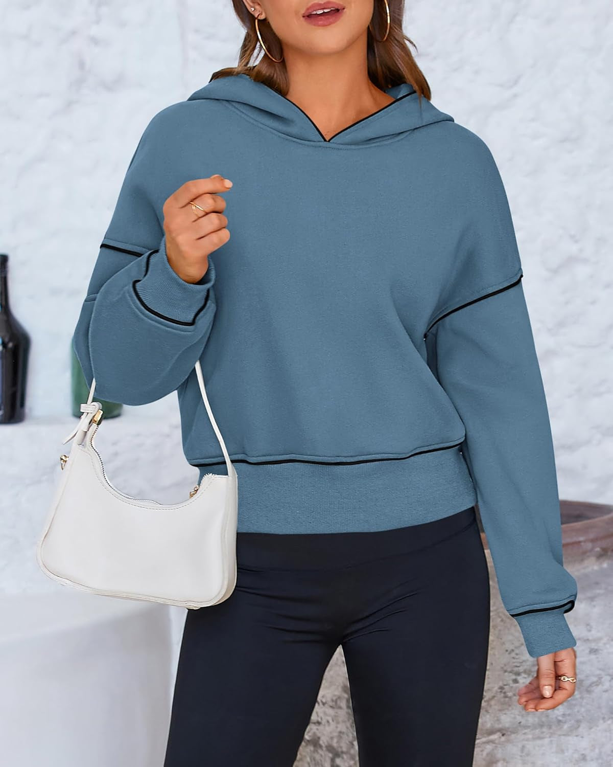 Women'S Casual Sweatshirt 2024 Fall Winter Clothes Long Sleeve Loose Fit Cropped Y2K Pullover Hoodies