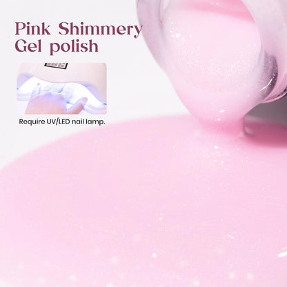 Pink Gel Nail Polish, 12Ml Light Sheer Pink Jelly Nude Soak off LED Gel Polish Varnish Nail Art Manicure Salon Home DIY 0.4Oz