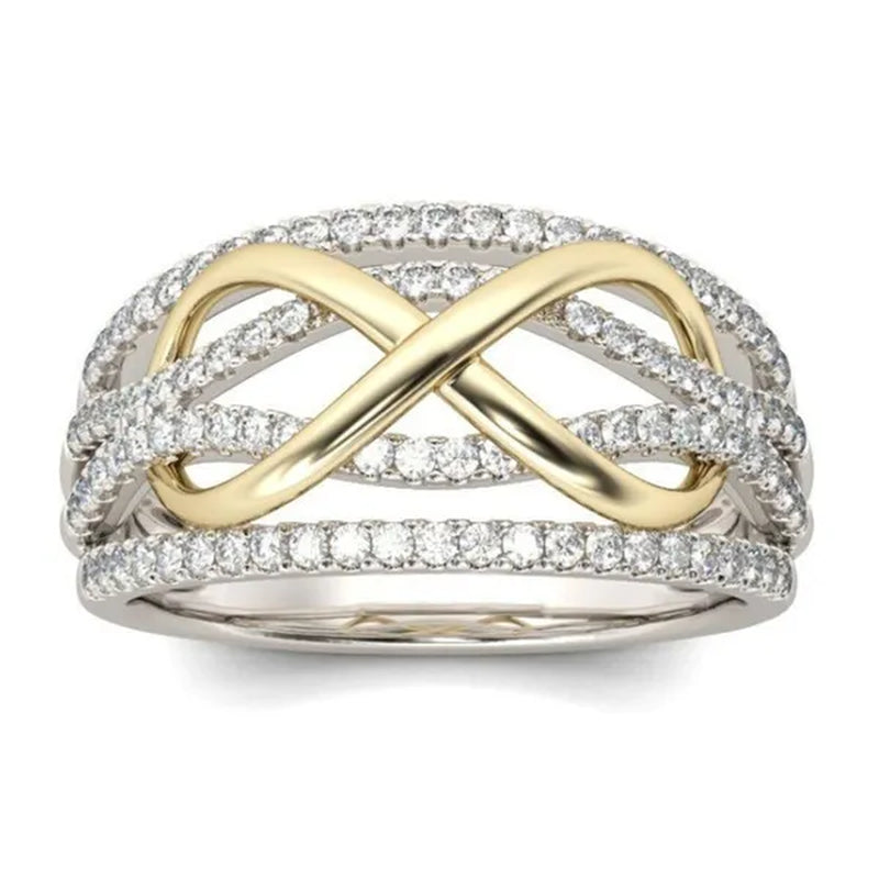 Wedding Engagement Ring Love Diamond Infinity Bowknot Rings for Women Rhinestone Jewelry