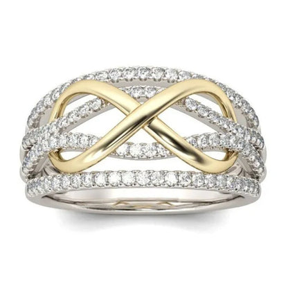 Wedding Engagement Ring Love Diamond Infinity Bowknot Rings for Women Rhinestone Jewelry