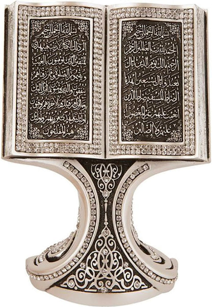Quran Open Book with Ayatul Kursi and Nazar Dua - Muslim Home Decor Showpiece Ornament Gift 6.25 X 4.5In (Mother of Pearl)