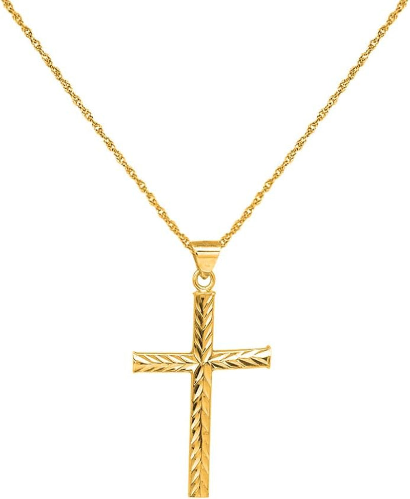 925 Sterling Silver Diamond Cut Cross Pendant Silver Rope Chain Necklace for Women & Men Religious Jewelry - Made in Italy Comes with a Gift Box