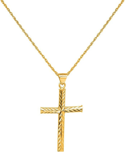 925 Sterling Silver Diamond Cut Cross Pendant Silver Rope Chain Necklace for Women & Men Religious Jewelry - Made in Italy Comes with a Gift Box