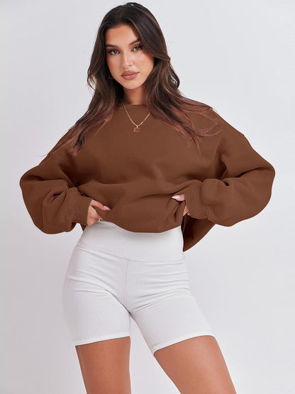 Women'S Sweatshirts Hoodies Crewneck Oversized Fleece Pullover Sweaters Cute Top Y2K Teen Girls Preppy Clothes 2024