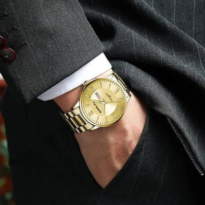 CRRJU Men's Minimalist Leisure Luxury Automatic Dating Watch Fashion Business Japanese Movement Quartz Waterproof Watch Men's Silver Stainless Steel Watch Band