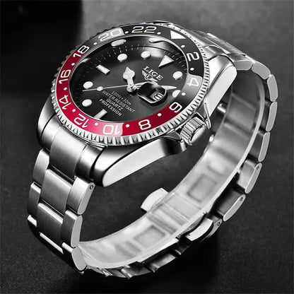 LIGE Military Men's Watch Stainless Steel Band Date Mens Business Male Watches Waterproof Luxuries Men Wrist Watches for Men