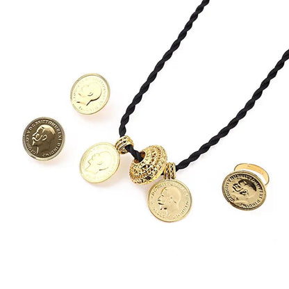 Ethiopian Coin Cross Pendant Necklace Earring Ring Set Jewelry 22K Gold Plated African Wedding Bride Jewelry