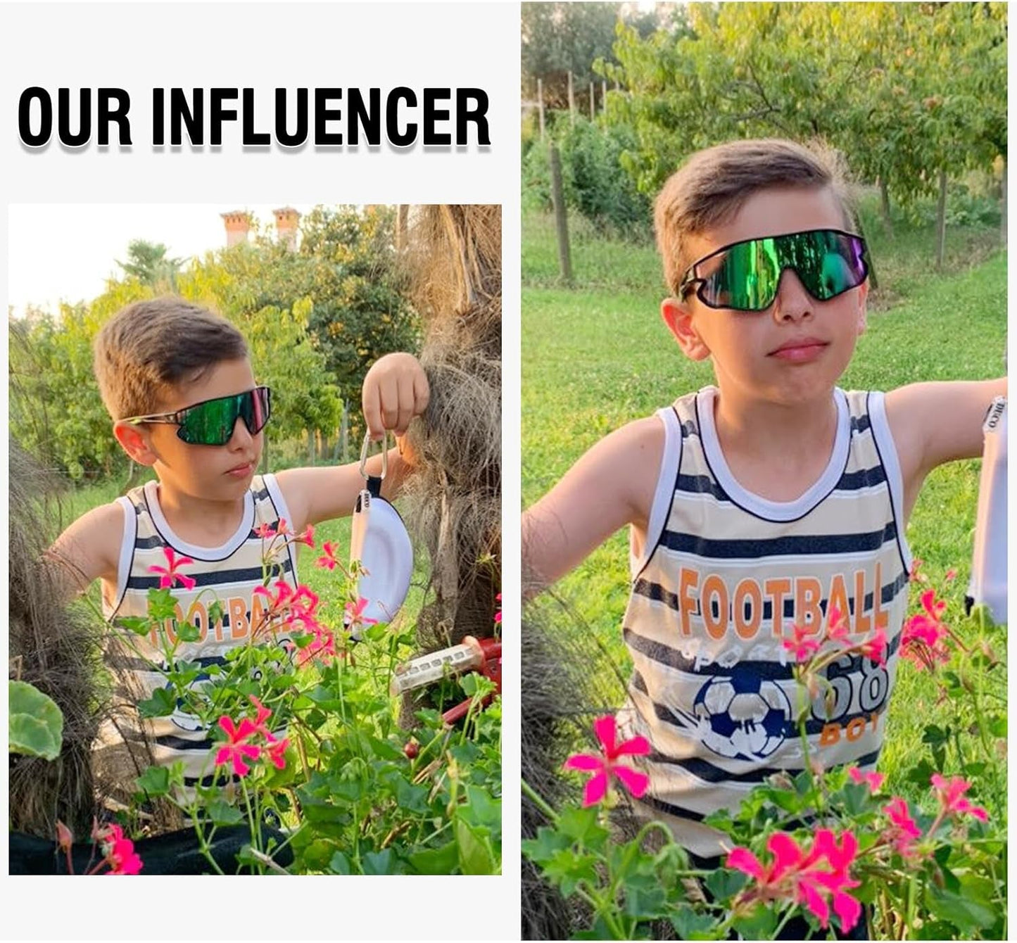 Kids Sunglasses Youth Baseball Sun Glasses Lightweight TR90 Frame UV400 Sports Cycling Shades for Boys Girls DK268