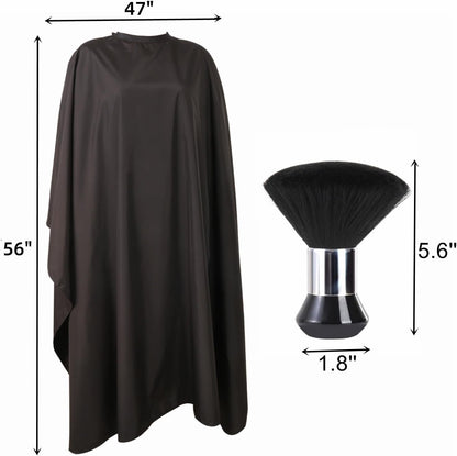 Professional Hair Cutting Cape with Neck Duster Brush, Large Size Salon Barber Cape for Men, Women and Kids