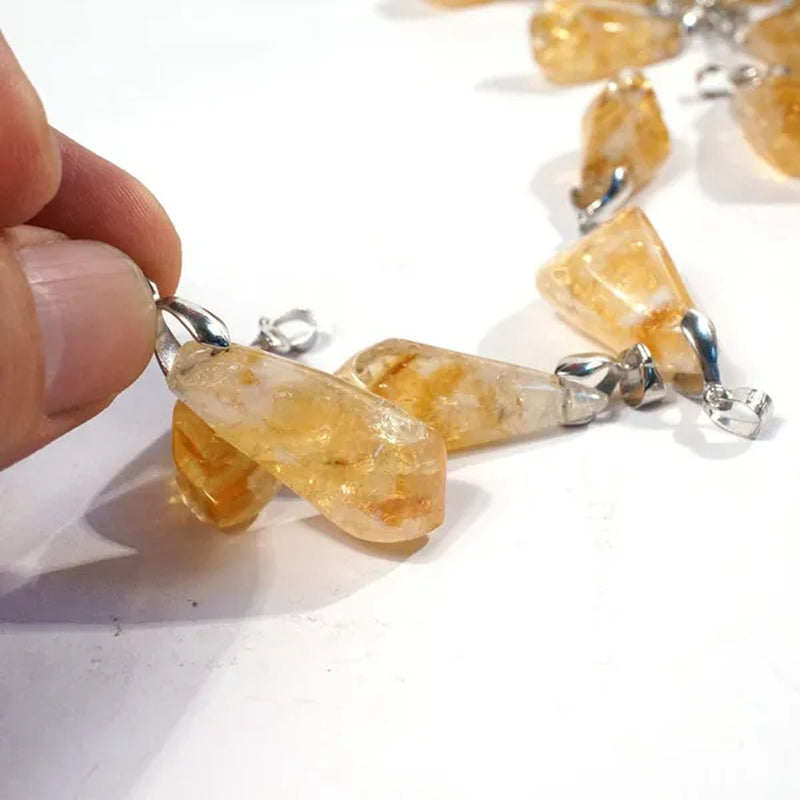 Yellow Crystal Citrine Pendant / Real Raw Citrine / Healing Crystal / Natural Stone Jewerly / Gemstone Necklace