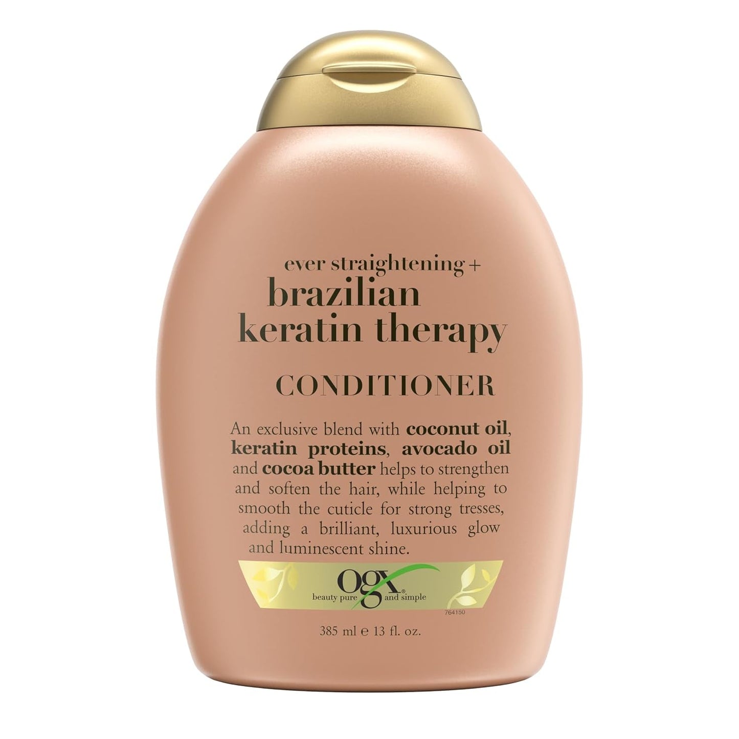 Ever Straightening + Brazilian Keratin Therapy Hair-Smoothing Conditioner with Coconut Oil, Cocoa Butter & Avocado Oil, Paraben-Free, Sulfate-Free Surfactants