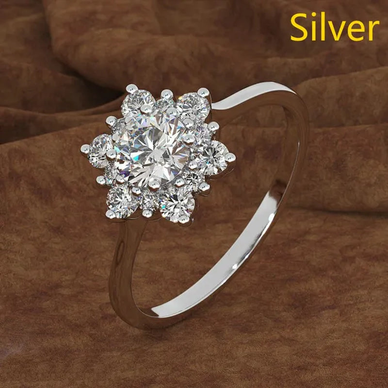 Women's Fashion Engagement . 925 Sterling Silver Natural Gemstone Full Diamond AAA CZ Snowflakes Flower Antique Ring Snowflakes Wedding Jewelry Gifts Size 6 7 8 9 10
