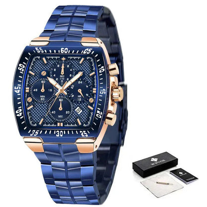 WWOOR New Watch Mens Luxury Square Big Dial Men Watch Waterproof Sports Military Chronograph Quartz Wristwatch Relogio Masculino