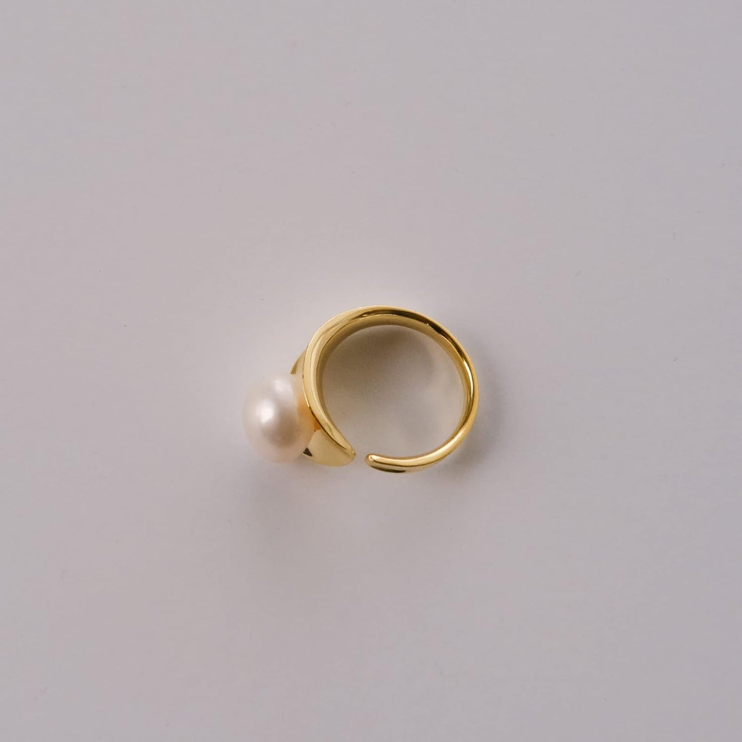 Sterling Silver Womens Pearl Ring Gold Freshwater Ajustable