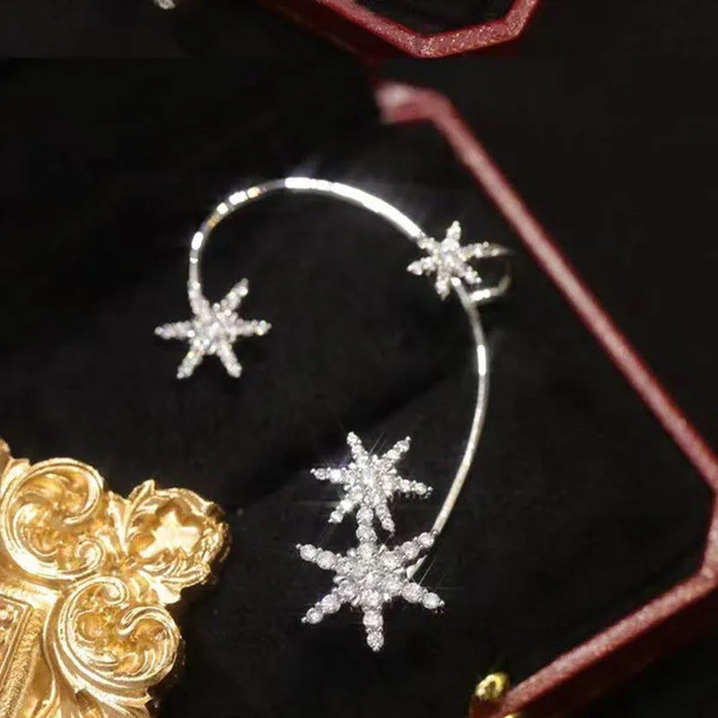 Shining Zircon Snowflake Ear Cuff for Women Non Piercing hanging ears Ear Clips Diamond Ear Hook Party Wedding Jewelry Gifts
