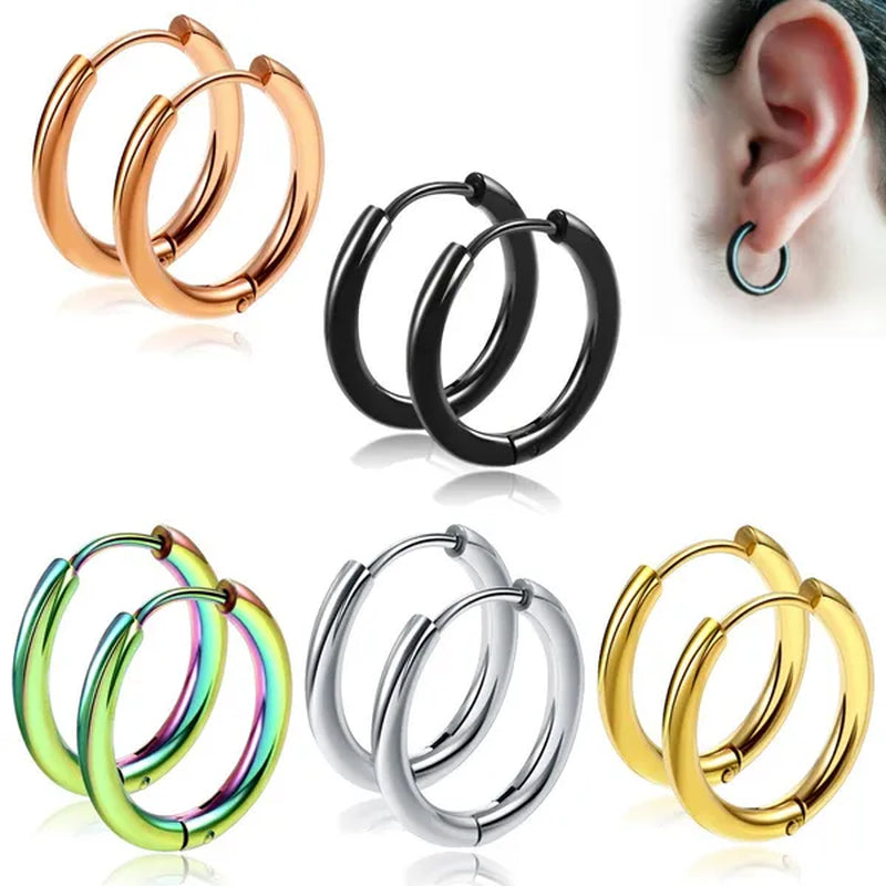 High Quality 1 Pair 8-20Mm Small Hoop Earrings Silver Color Circle Hoop Earring for Women Men Ear Rings Clip Huggie Earrings