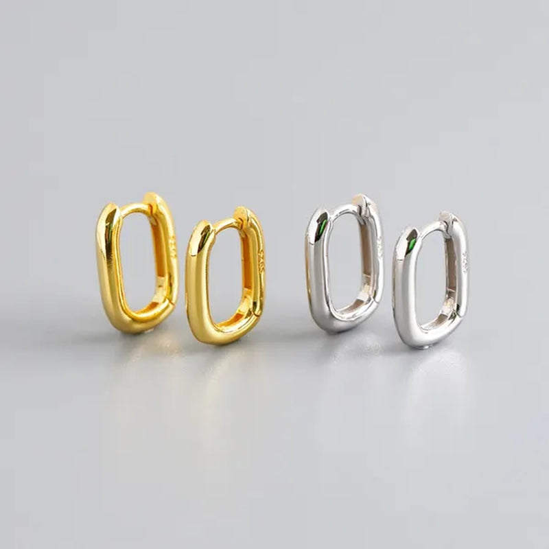 Small Gold Plated Oval Hoop Earrings Hypoallergenic Gold Huggie Earrings for Women, Silver Gold U Shaped Small Hoop Earrings