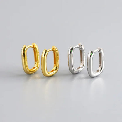 Small Gold Plated Oval Hoop Earrings Hypoallergenic Gold Huggie Earrings for Women, Silver Gold U Shaped Small Hoop Earrings