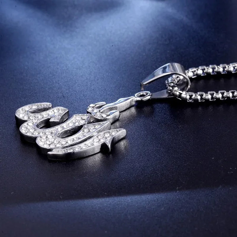 Arabic Muslim Islamic Totem Allah Allamanda Women's Gold Diamond Necklace