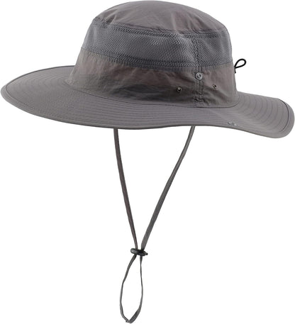 Wide Brim Sun Hat for Men Breathable Cowboy Boonie Hat UPF 50+ Sun Protection Bucket Hat for Fishing Hiking