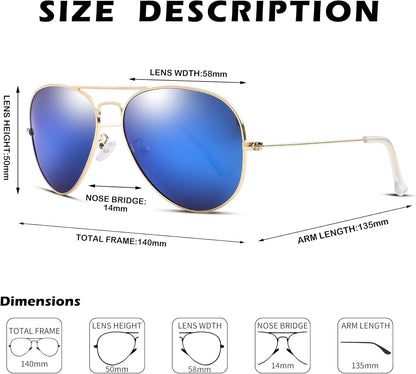 Aviator Sunglasses for Men Women Classic Polarized UV400 Protection
