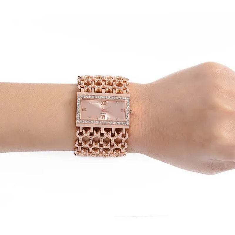 2016 Brand New Stainless Steel Chain Fashion Gold Watch Women Wristwatch Alloy Square Watch Student Bracelet Relogios Feminino