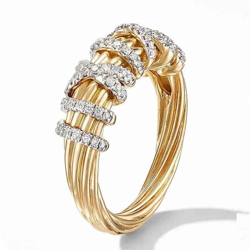 Exquisite niche charming Tree Vine Twist zirconia stong Ring Princess Romantic Gift Ring Wedding Banquet Anniversary Jewelry Gift Size 5-11