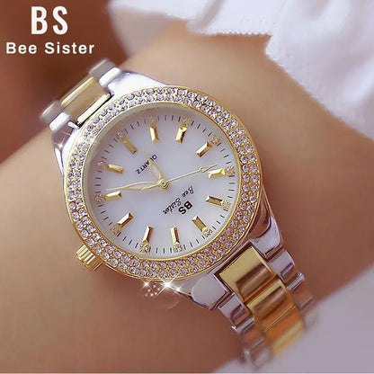 Luxury BS Ladies Wrist Watches Women Crystal Diamond Stainless Steel Watches