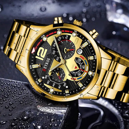 Fashion Men’s Stainless Steel Watches Luxury Quartz Wristwatch Calendar Luminous Clock Men Business Casual Watch