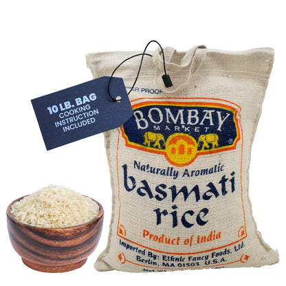 White Basmati Rice - Aromatic & Nutty Flavor Basmati Rice - Long Grain Rice Basmati (10 Pound Bag)