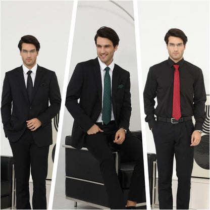 Ties for Men Silk Extra Long Tie and Pocket Square Classic Plaid Checkered 63 Inches Men'S Neckties Business