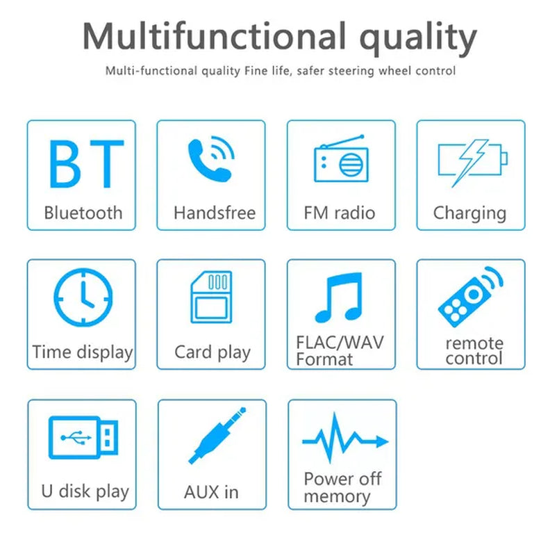 1DIN Touch Car Stereo 12V In-Dash Auto Radio Car MP3 Player Audio Music Stereo with Remote Control Fm/Bluetooth/Usb/Sd/Aux-In Colorful Lights +TF Card (Optional)