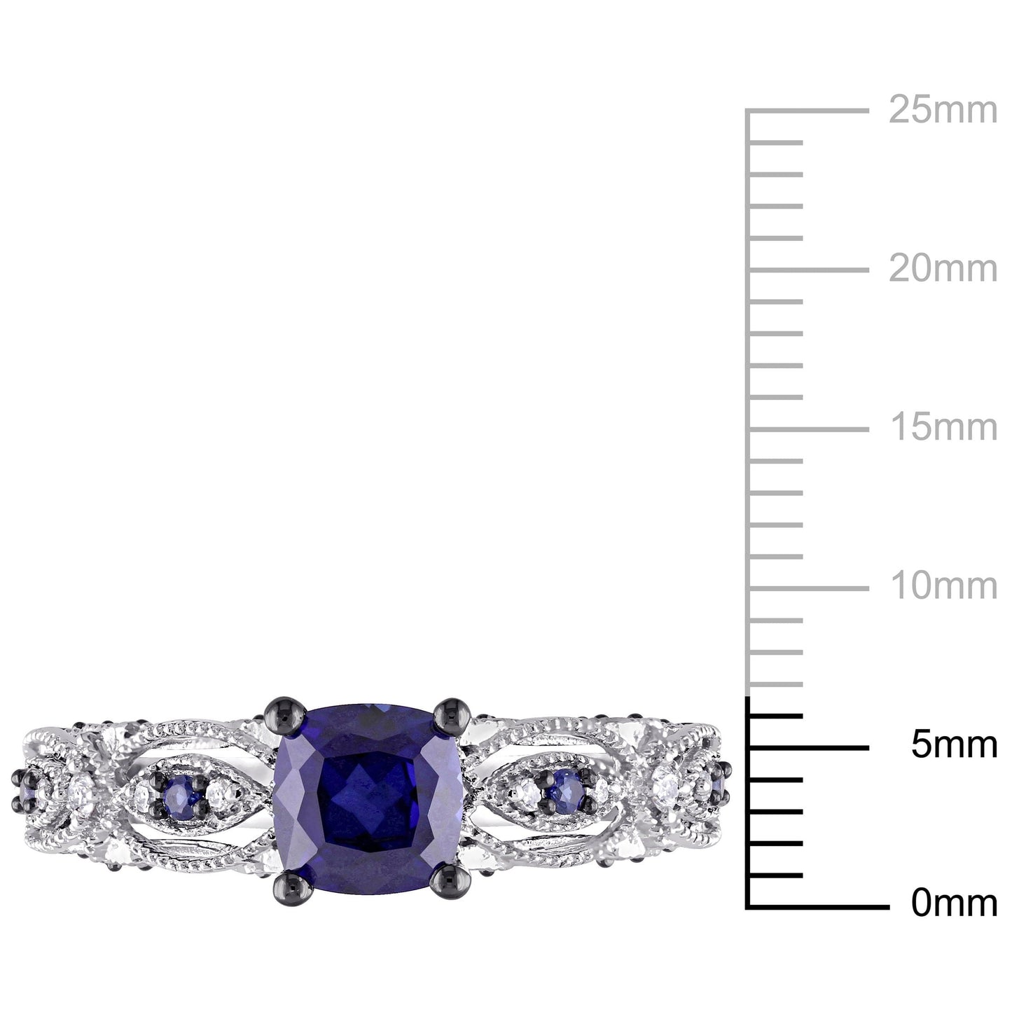 Women'S 1 5/8 CT. Created Blue Sapphire and Diamond Engagement Ring in 10Kt White Gold