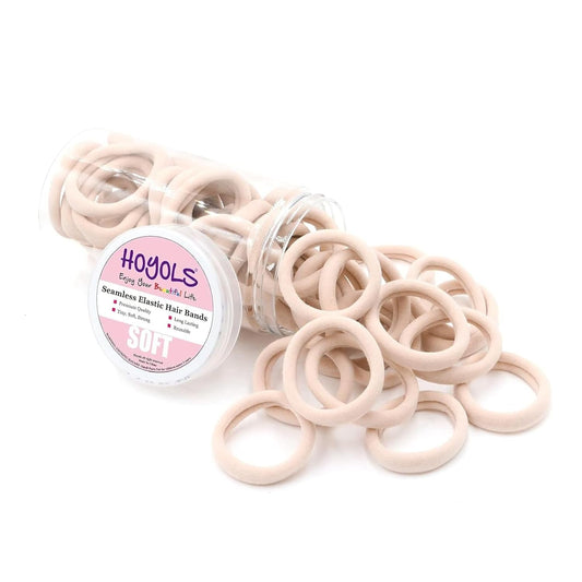 Soft Large Seamless Hair Ties, Gentle Stretch Nylon Ponytail Holder Bands for Thick Heavy Curly Hair, No Slip No Damage Scrunchies Headbands 100 Pcs (Light Blonde)
