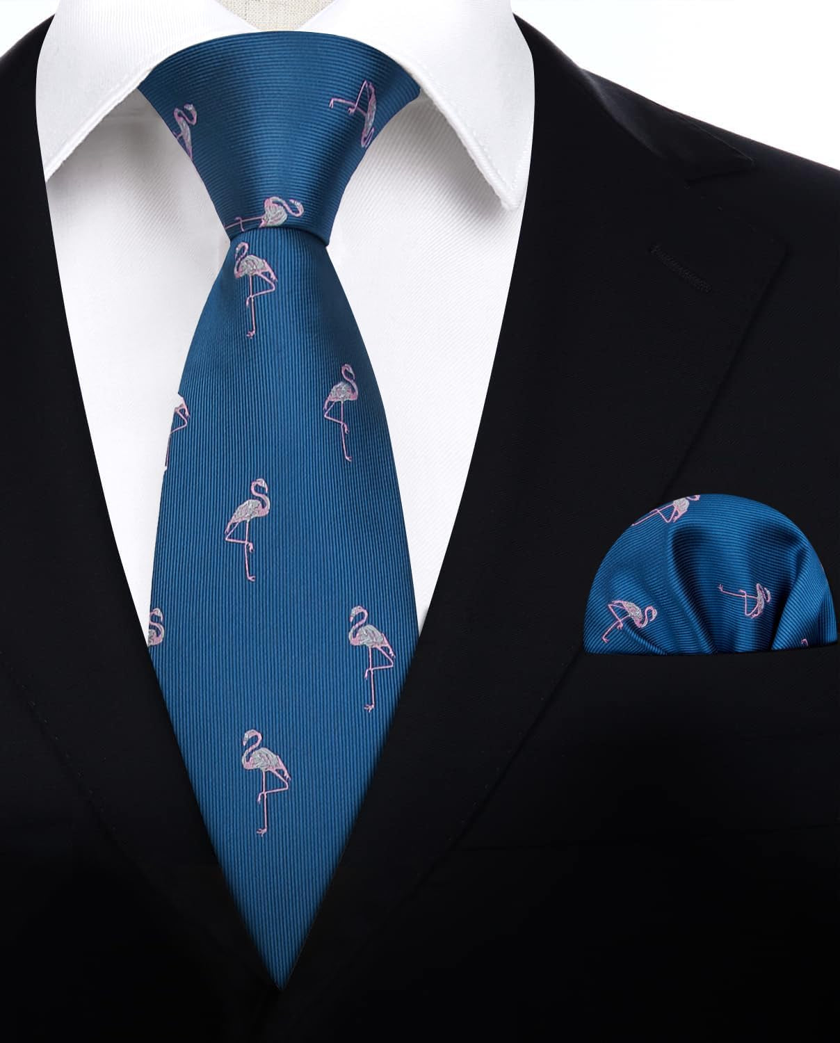 Ties for Men Classic Animal Tie and Pocket Square Set Jacquard Woven Silk Neckties Handkerchief Wedding Party