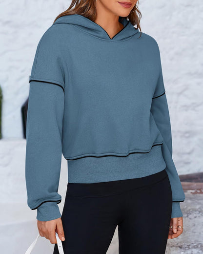 Women'S Casual Sweatshirt 2024 Fall Winter Clothes Long Sleeve Loose Fit Cropped Y2K Pullover Hoodies